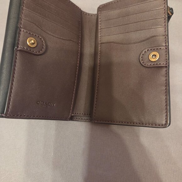 Coach Studio Medium Wallet Clutch in Brass/Black Glovetanned Leather C6727 - Picture 4 of 8